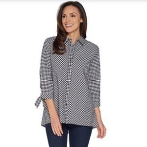 💕NWOT Susan Graver Yarn Dyed Gringham Shirt-L